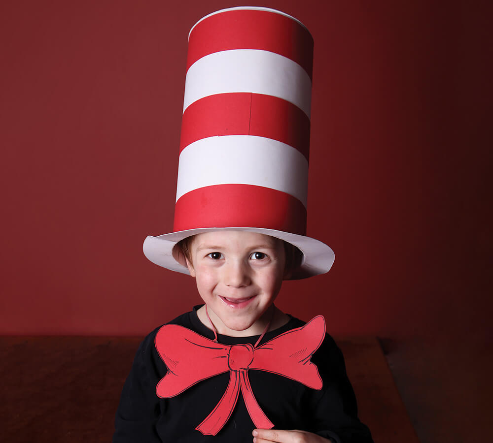 DIY Cat in the Hat costume with pop-up cats