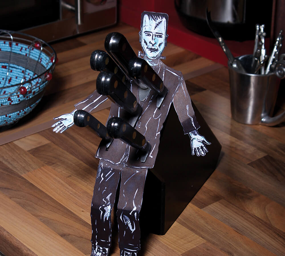 Halloween knife block cutout: Frankenstein